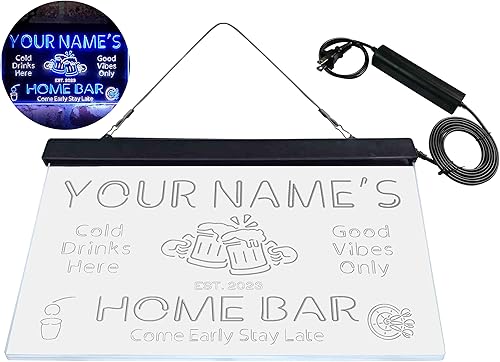 Vista 89 de ADVPRO - Letrero de luz LED de neón de doble color para el hogar, personalizado, con texto en inglés con «tu nombre y año de fundación», letrero