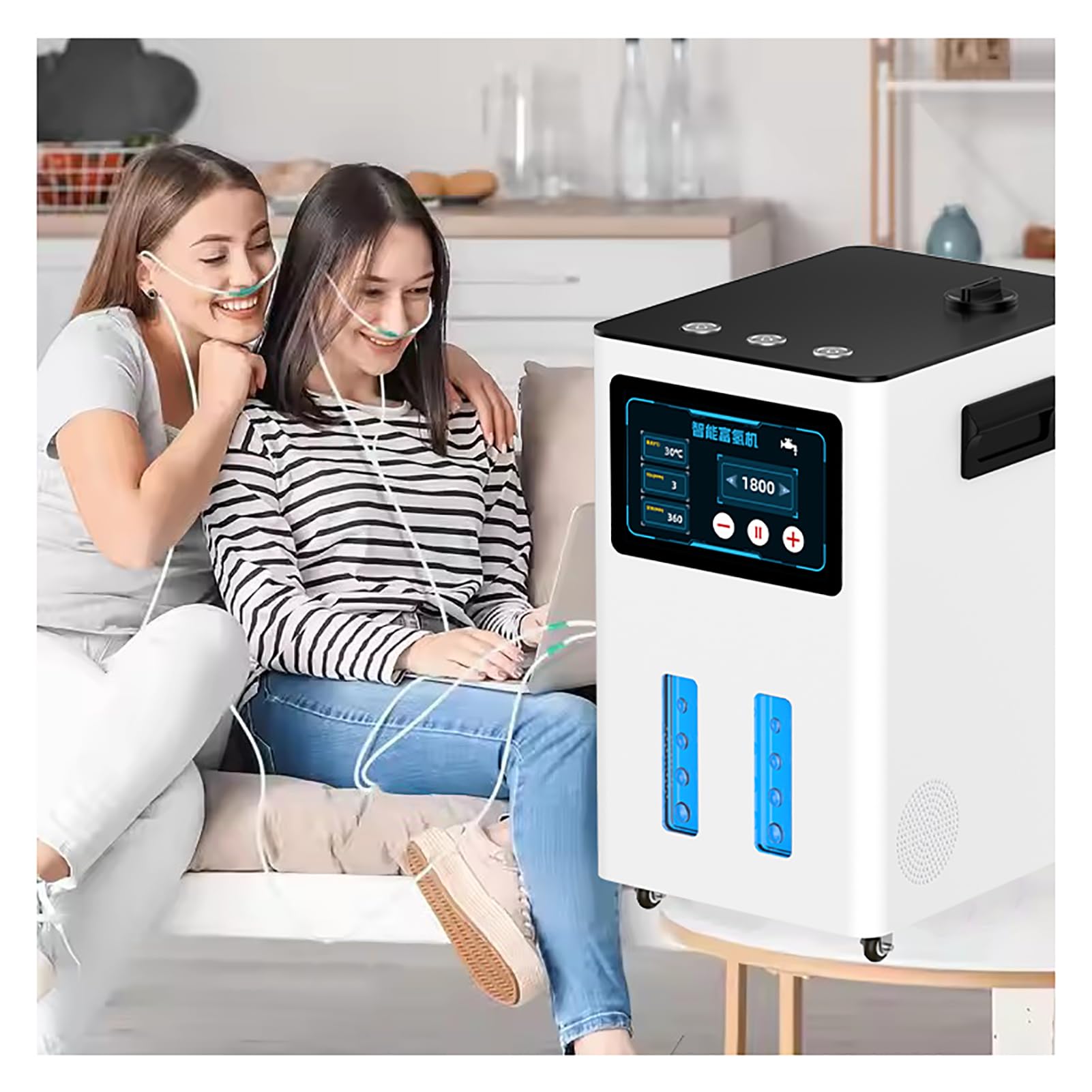 Urządzenie do inhalacji wodoru o czystości 99,99 procent, ulepszony inhalator H2 z 2025 r. o przepływie 1800 ml/min (1200 H+600 O), regulowany przepływ i czas, szerokie napięcie