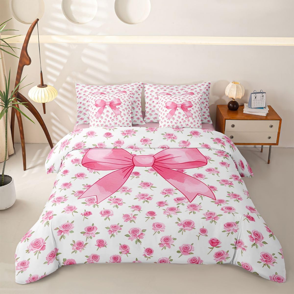 Loussiesd Sweet Bows - Funda de edredón individual de 7 piezas