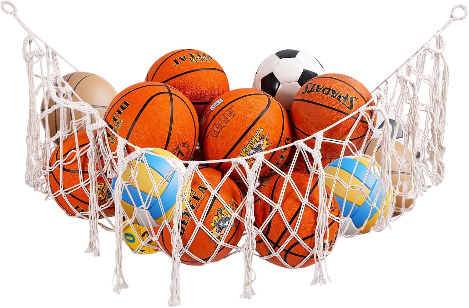 Sports Ball Storage Net,Hanging Basket Organizer Net for Basketballs,Volleyballs Soccer, Sport Equipment Organizer Storage Mesh Bag,Garage Ball Storage,Football Soccer Sports Ball Mesh Net