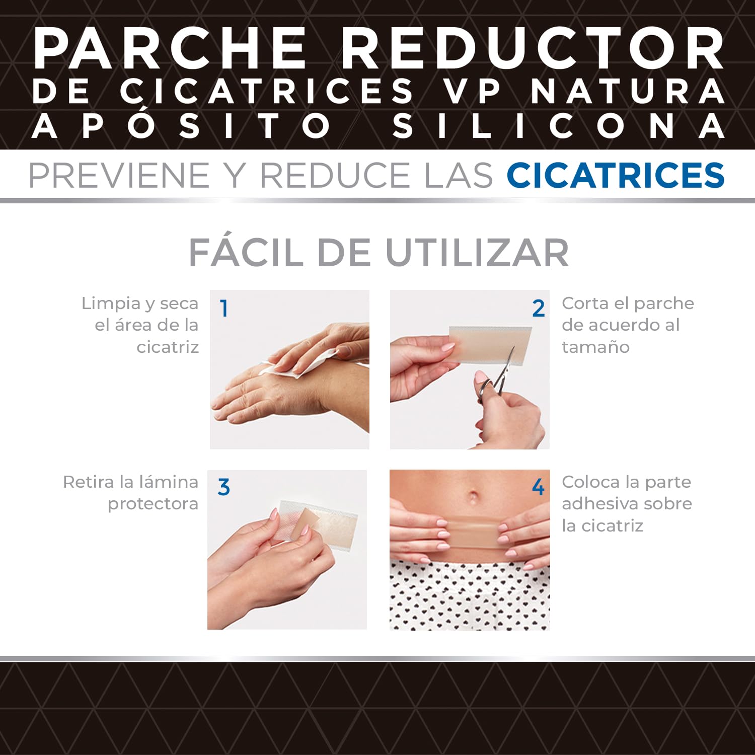 VP PHARMA Parches Cicatrizantes de Silicona: Aposito Cicatrizante con Adhesión Duradera y Protección Solar, Ideal para Reducir Cicatrices y Acelerar la Recuperación. 5 parches de 4x30 cm