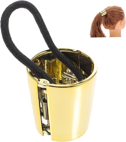 Golden Simple Ponytail Holder with Alloy Rubber for Women 1Pcs