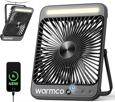Warmco D4 Max Camping Fan 20000mAh, 45W Fast Charge, 8H Timer