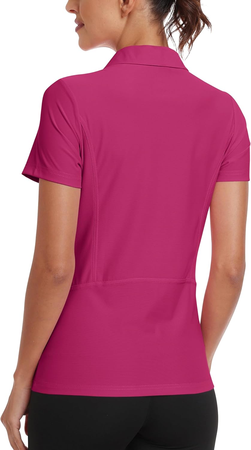 MoFiz Women's Golf Polo Shirt Short Sleeve UPF 50+ Collared 1/4 Zip Tennis Tops Quick-Dry Lightweight Cooling Athletic Shirt - Image 3
