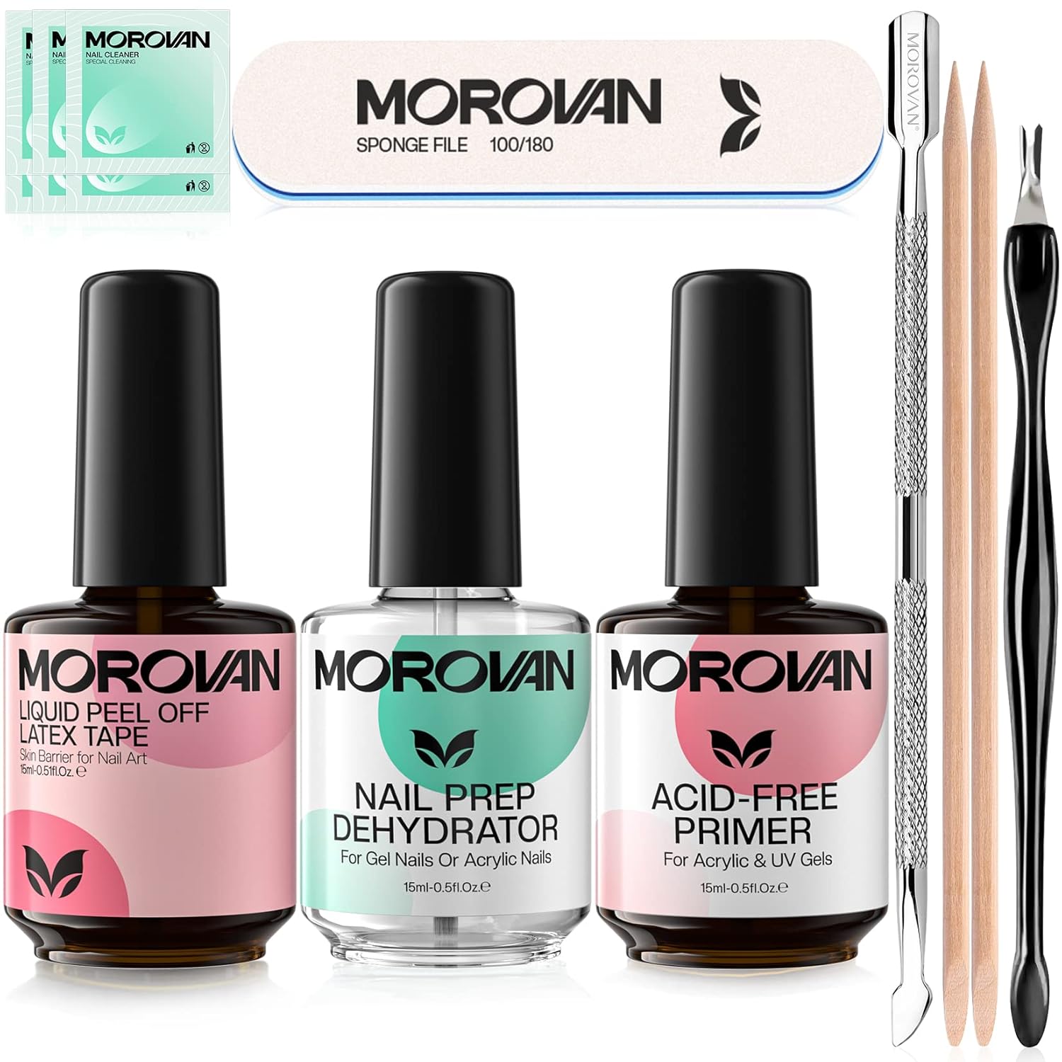 Morovan Nail Dehydrator and Nail Primer with Latex Tape