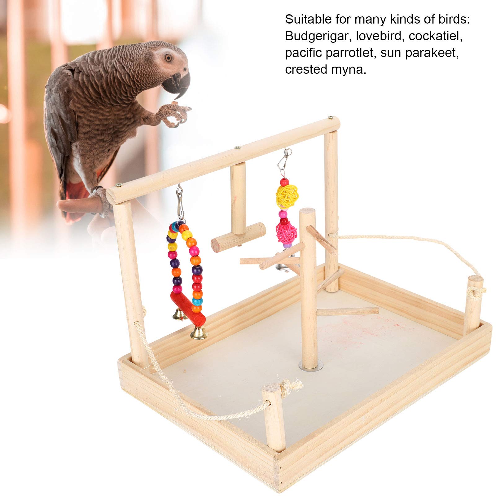 Pet Bird Barsch Plattform Stand, Papagei Spielplatz Vogel Massivholz Stand Vogel Pet Cage Barsch Übung Training Zubehör Sittich Conure