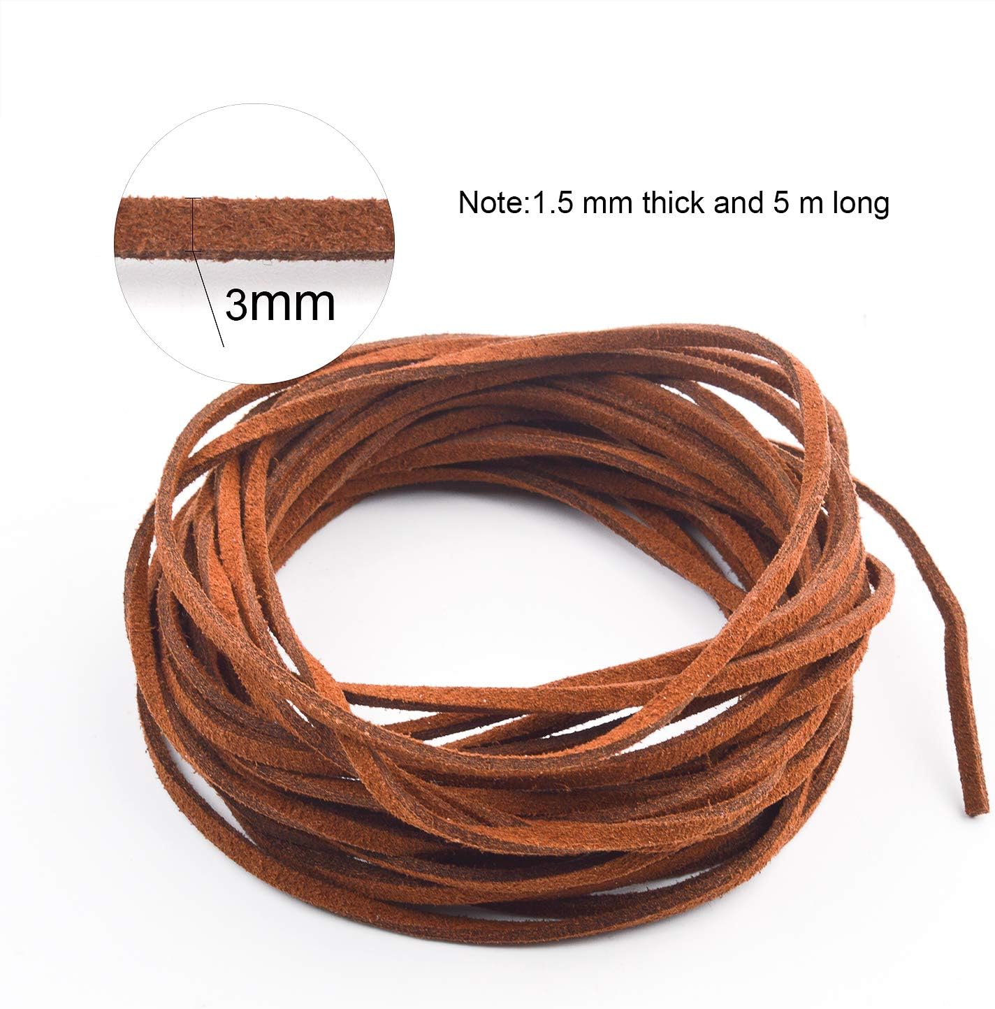 Jdesun 40 Yards 3mm Leather Cord Suede String for Bracelet Necklace Beading Jewelry DIY Handmade Crafts, 8 Colors