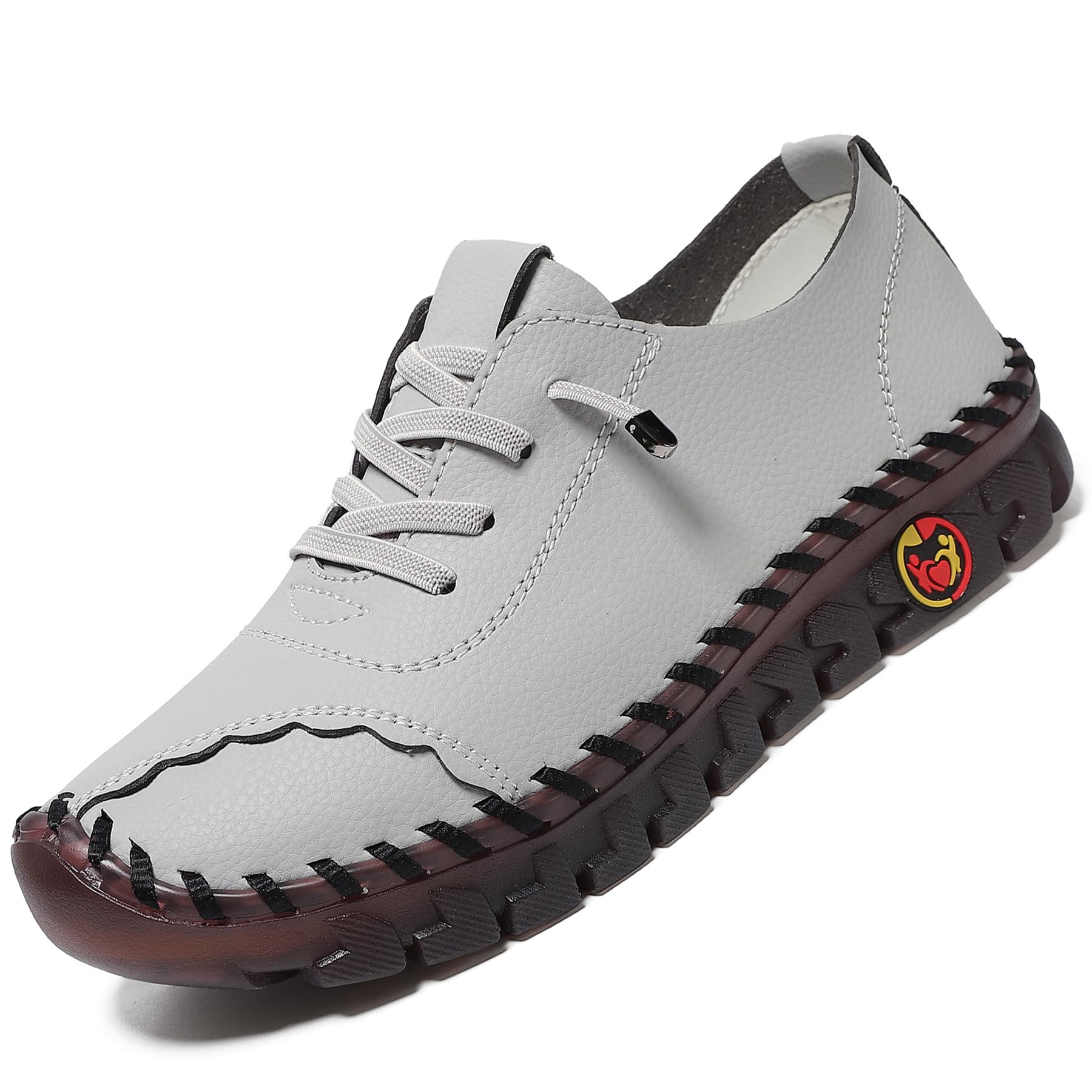 CrazySavage Women's Casual Leather Flats Shoes Comfort Handmade Soft Bottom Slip-on Loafers Breathable Non-Slip Round Toe Fashion Driving Walking