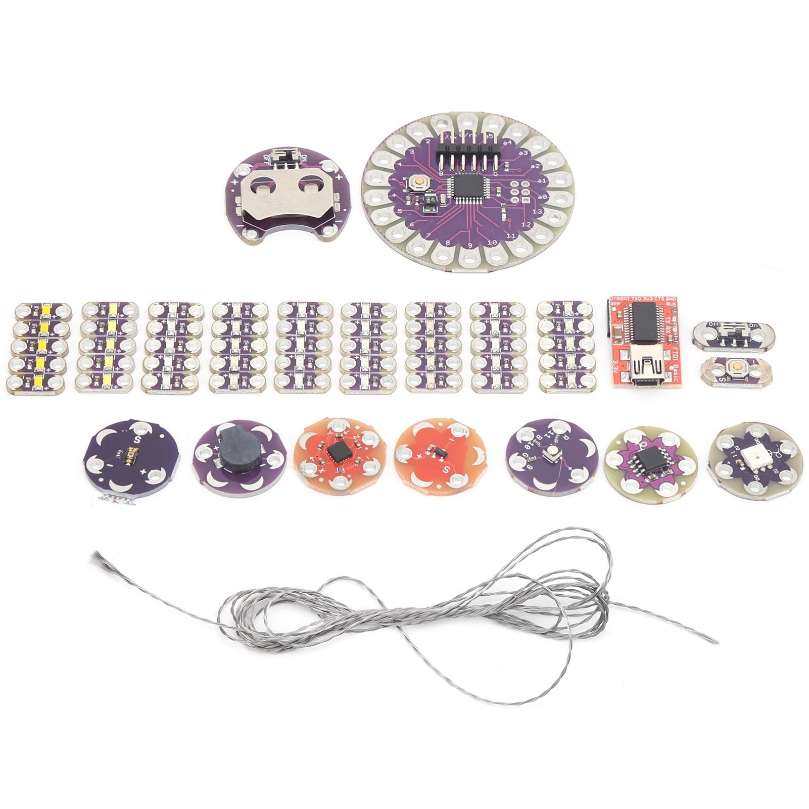 Klanata Lilypad Kit Wearable Electronic LED- und Sensor -Kit mit Temperatursensor und Kabel, elektronische Komponenten für DIY -Projekte und tragbare Tech -Enthusiasten
