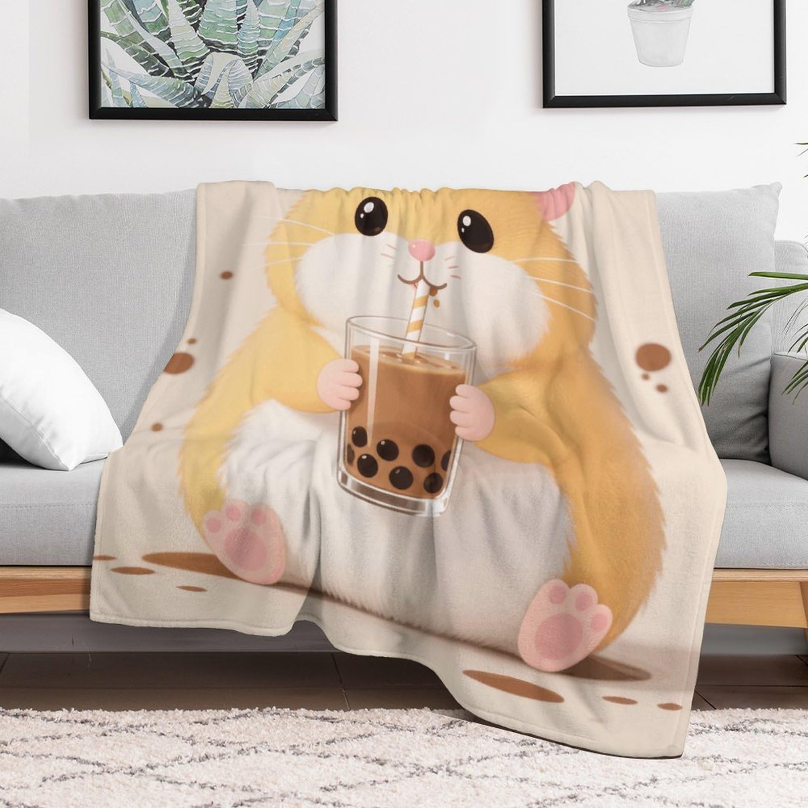 Custom Hamster Blanket Lightweight Flannel Fleece Throw for Couch Sofa Bed Luxury Soft Cozy Plush Lap Bedtime Blanket for All Seasons Bedroom Home Decor Gifts 30x40