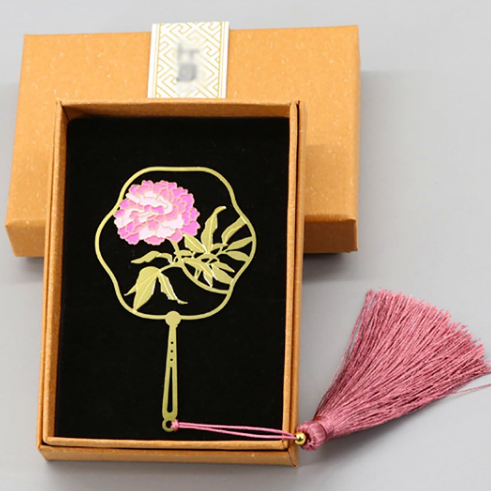 Marque-Page,Marque-Pages en métal Pivoine avec Pompon Marque-Pages en métal Chinoiserie créative