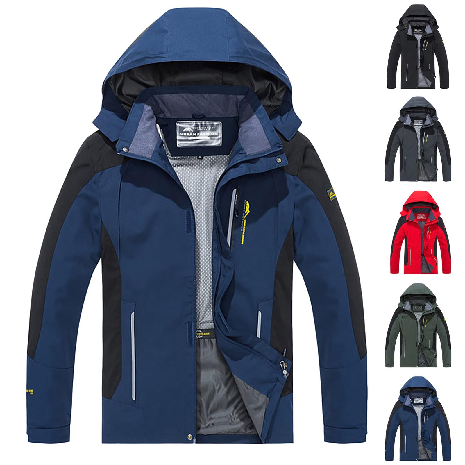 Giacca a Vento da Uomo Taglie Forti Cappotto Antivento Leggera Giacche con Cappuccio Giubbotto da Pioggia Jacket Respirante Giubbino Ripiegabile Pieghevole Trench Outdoor Ciclismo Giacchetto