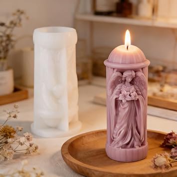 3D Candle Mold Resin Casting Silicone Molds, Wing Angel Silicone Cylinder Mould for Home Decor & Candle Making, Aromatherapy, DIY Home Decor Craft Mold
