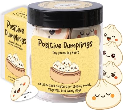 Positive Jar - 60 Positive Affirmation Cards Funny Mothers Day Gifts for Mom From Daughter Son Sister Friend Coworkers Nurse Teachers Appreciation Gifts Cinco De Mayo Positive DUMPLING