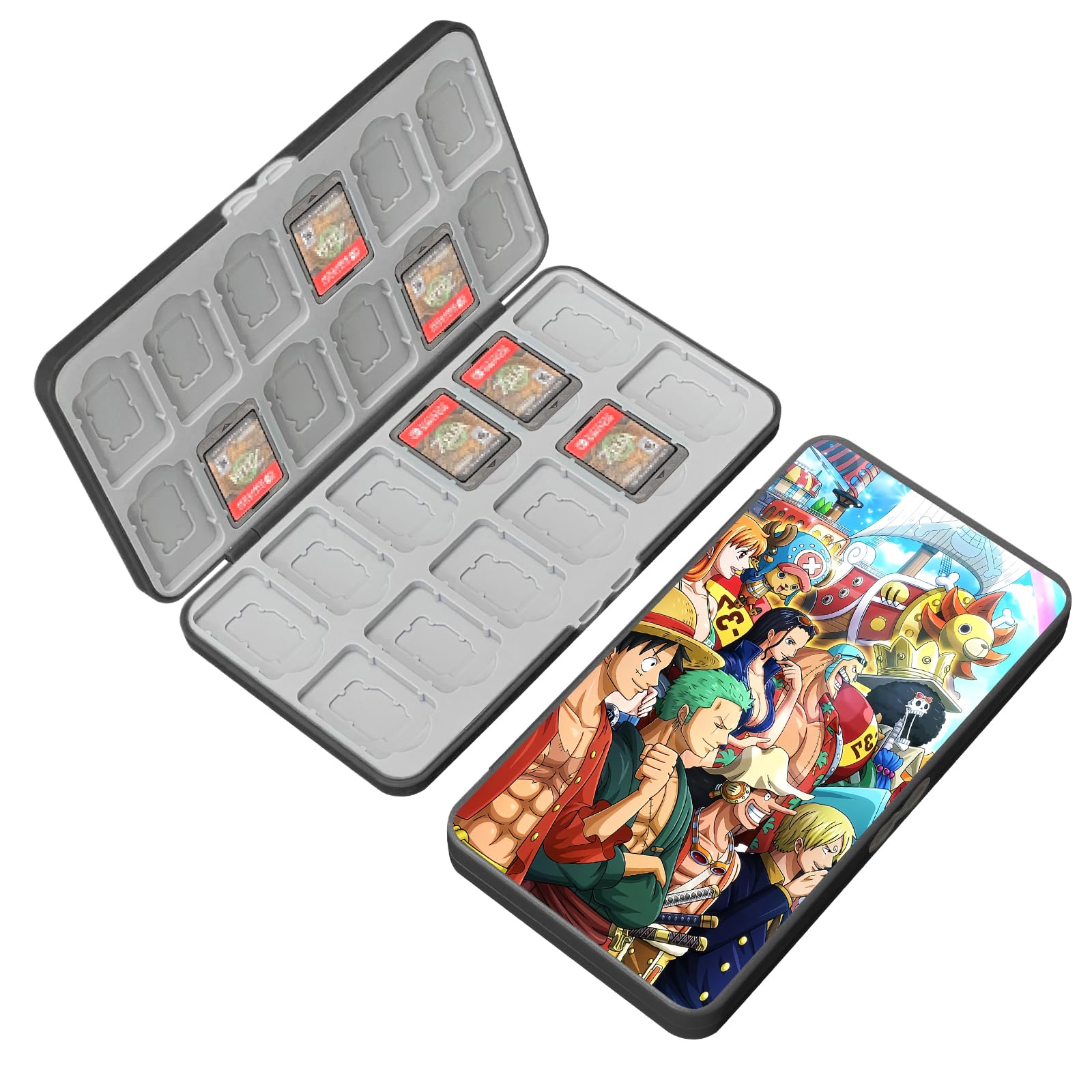 doepeBAE Custodia per Schede di Gioco, Custodie Giochi Switch, Switch Game Card Case, Scatola per Carte con Fodera in Silicone, Con 24 Slot per Cartucce di Gioco e 24 Slot per Schede SD (24I)