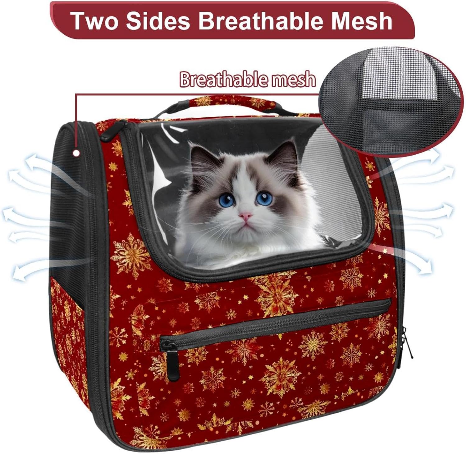 Christmas Snowflakes (5) Pet Carrier Soft Sided Carrier for Small Medium Cats Dogs