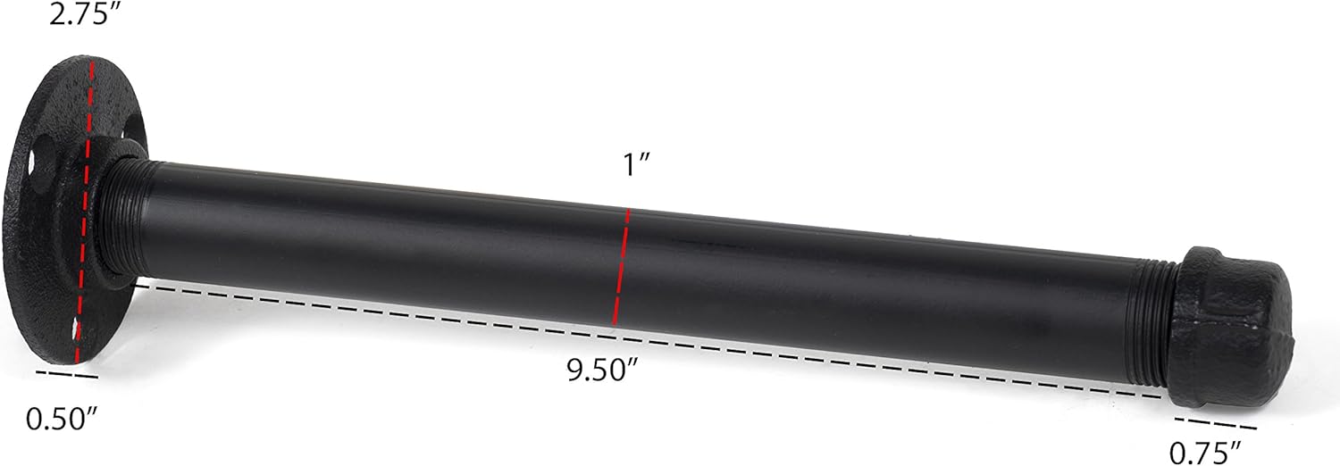 Rustic State Iron Pipe Floating Shelf Bracket - Industrial Rust Oil Free Decorative Wall Mounted Heavy Duty DIY Shelving Décor & Support - 10 Inch - Black - Set of 2 : Industrial & Scientific