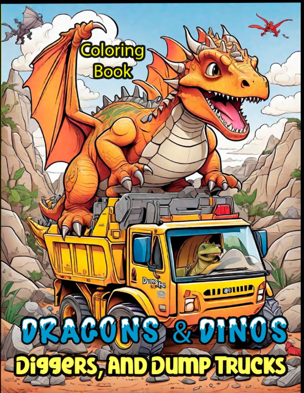 Best present for childrens Dinosaurs and dragons COLORING BOOK: simple & big coloring book for toddler dinosaurs and dragons (DINOSAURS COLORING BOOK FOR KIDS)
