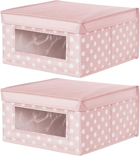 Miniatura 9 de mDesign Caja organizadora de almacenamiento de tela apilable mediana y suave con ventana frontal y tapa para dormitorio de niñosniños, sala de