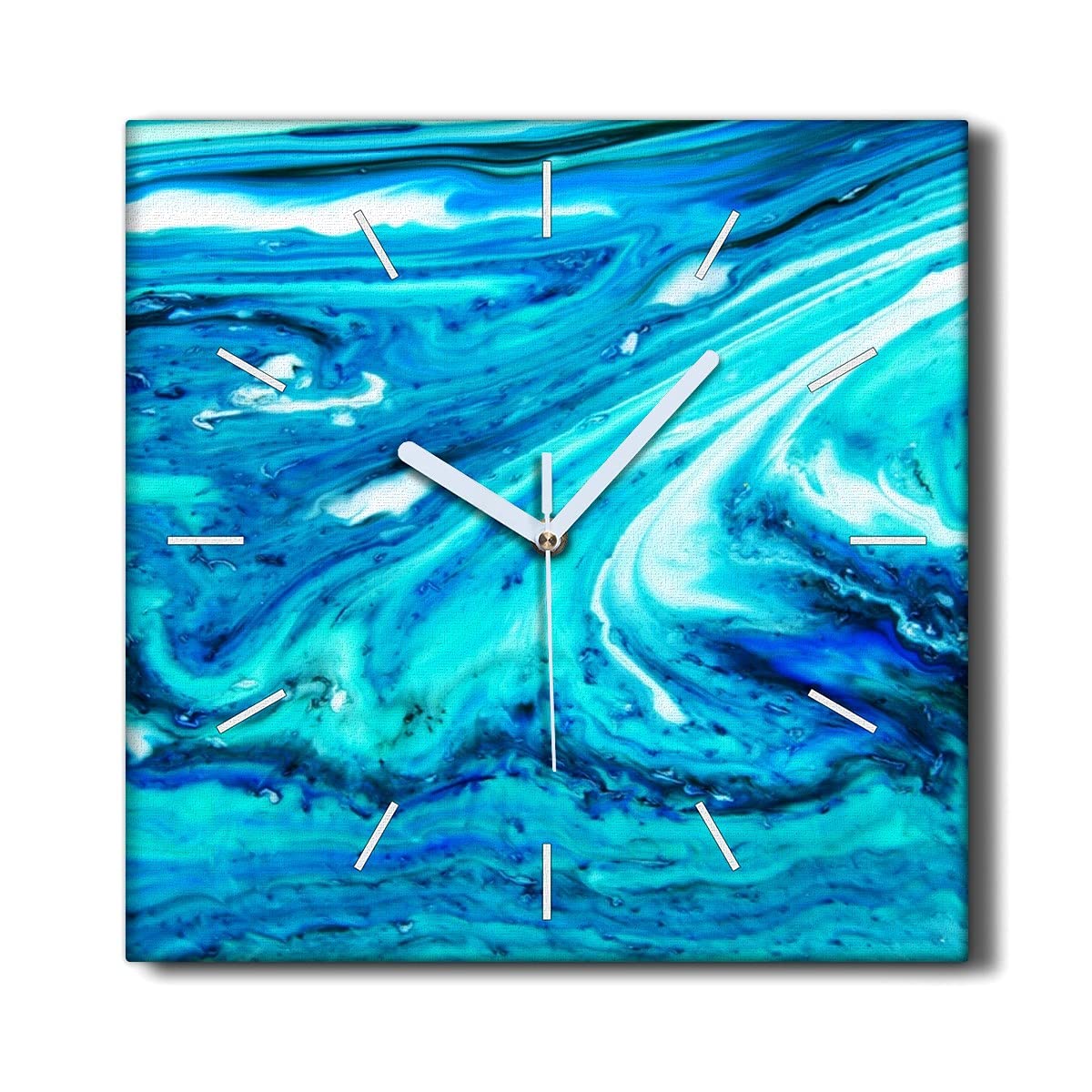 Horloge sur toile 30x30cm bleu résumé Coloray pour déco de salon