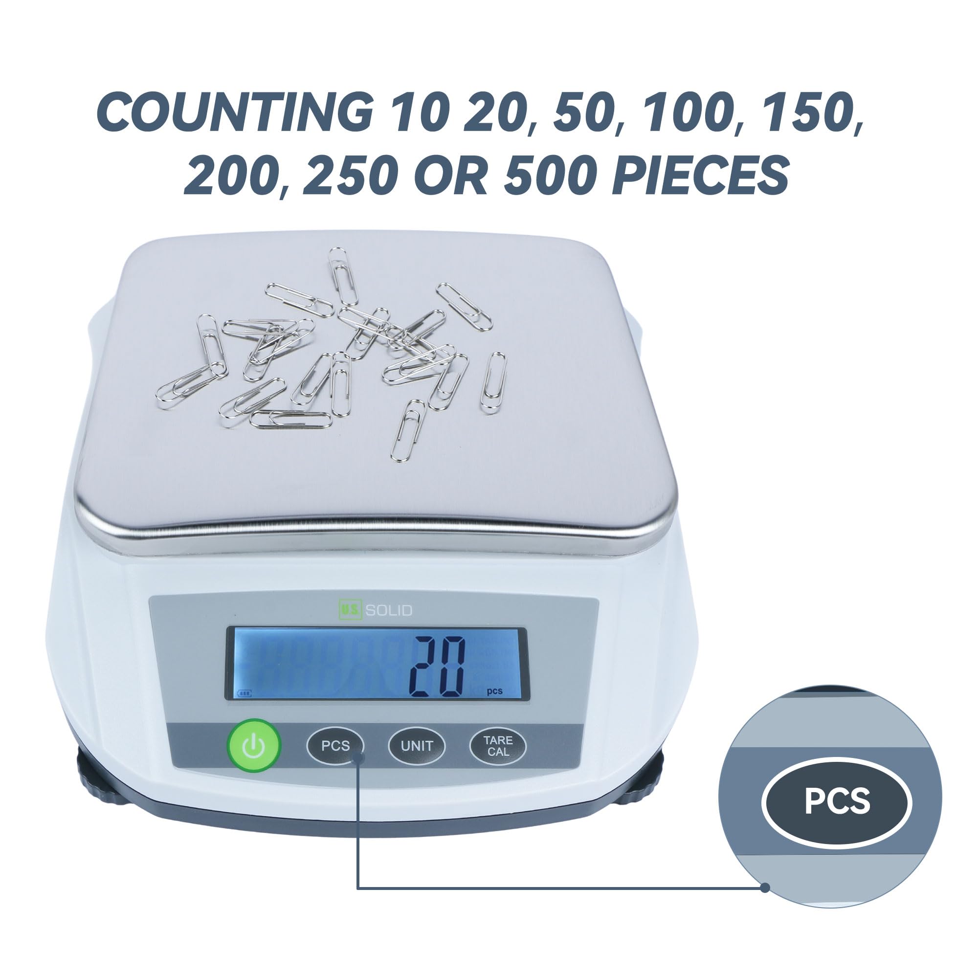 U.S. Solid Báscula digital 5000 g x 0,01 g - Báscula analítica precisa para cocina, joyería y pesaje científico - 100-240 AC