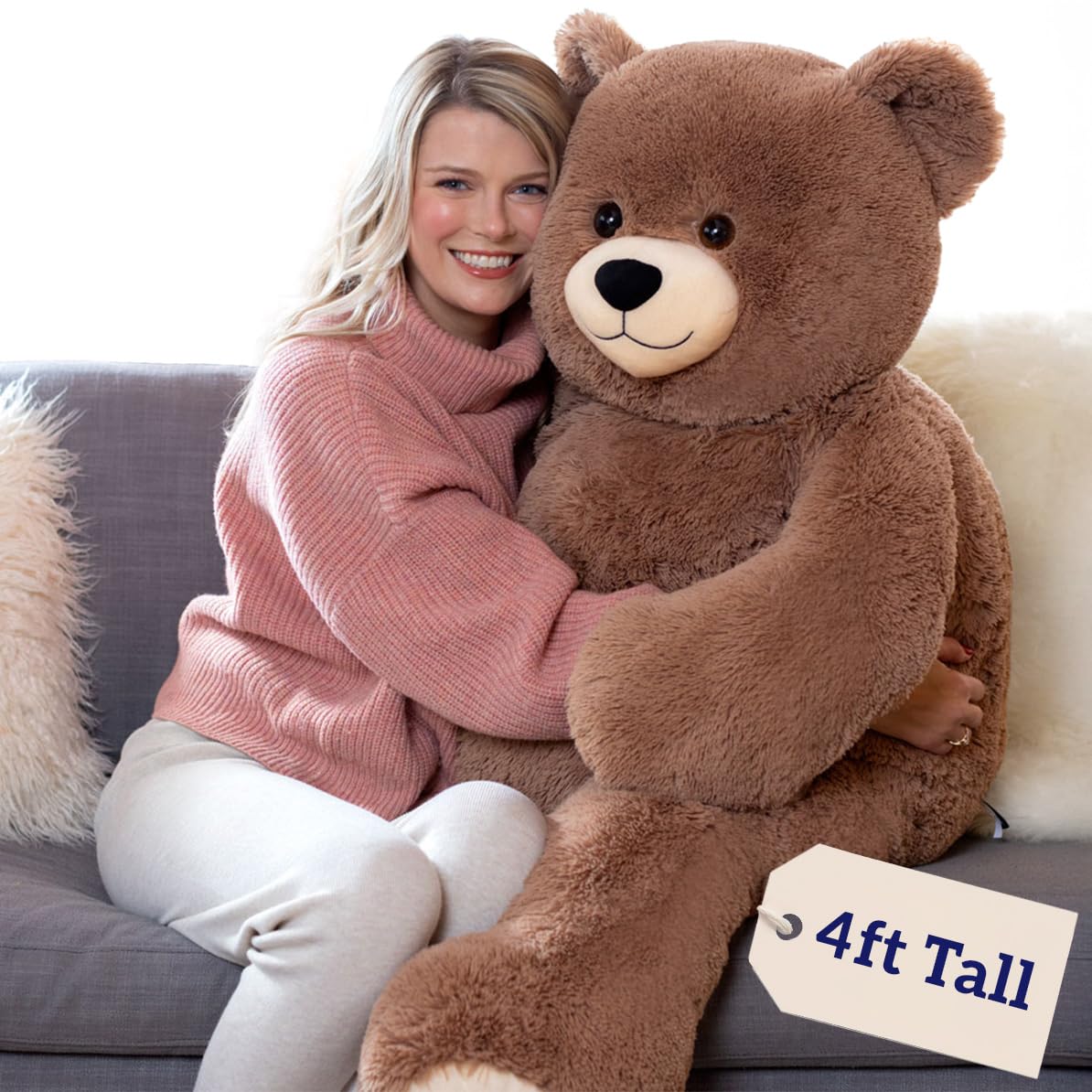 Vermont Teddy Bear Giant Teddy Bear Stuffed Animal - 4 Foot Big Teddy Bear from Giant Cuddle Collection - Collectible Plushies for Kids & Adults - Emotional Support Plush Crafted in The USA