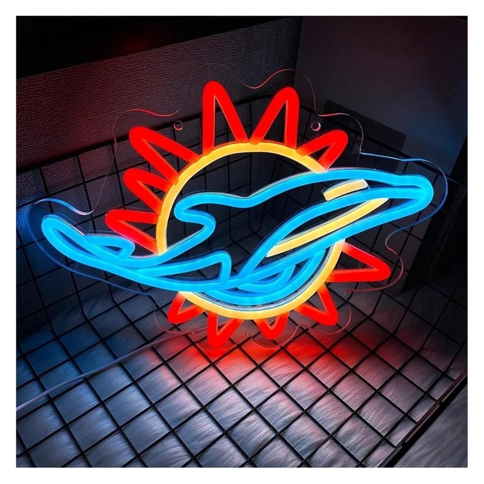 Enseigne tournesol LED et néon baleine décorative à intensité réglable