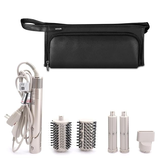 SITHON Travel Carrying Case for Dyson Airwrap Styler Shark Speedstyle Flexstyle PU Leather Water Resistant Storage Organizer Bag
