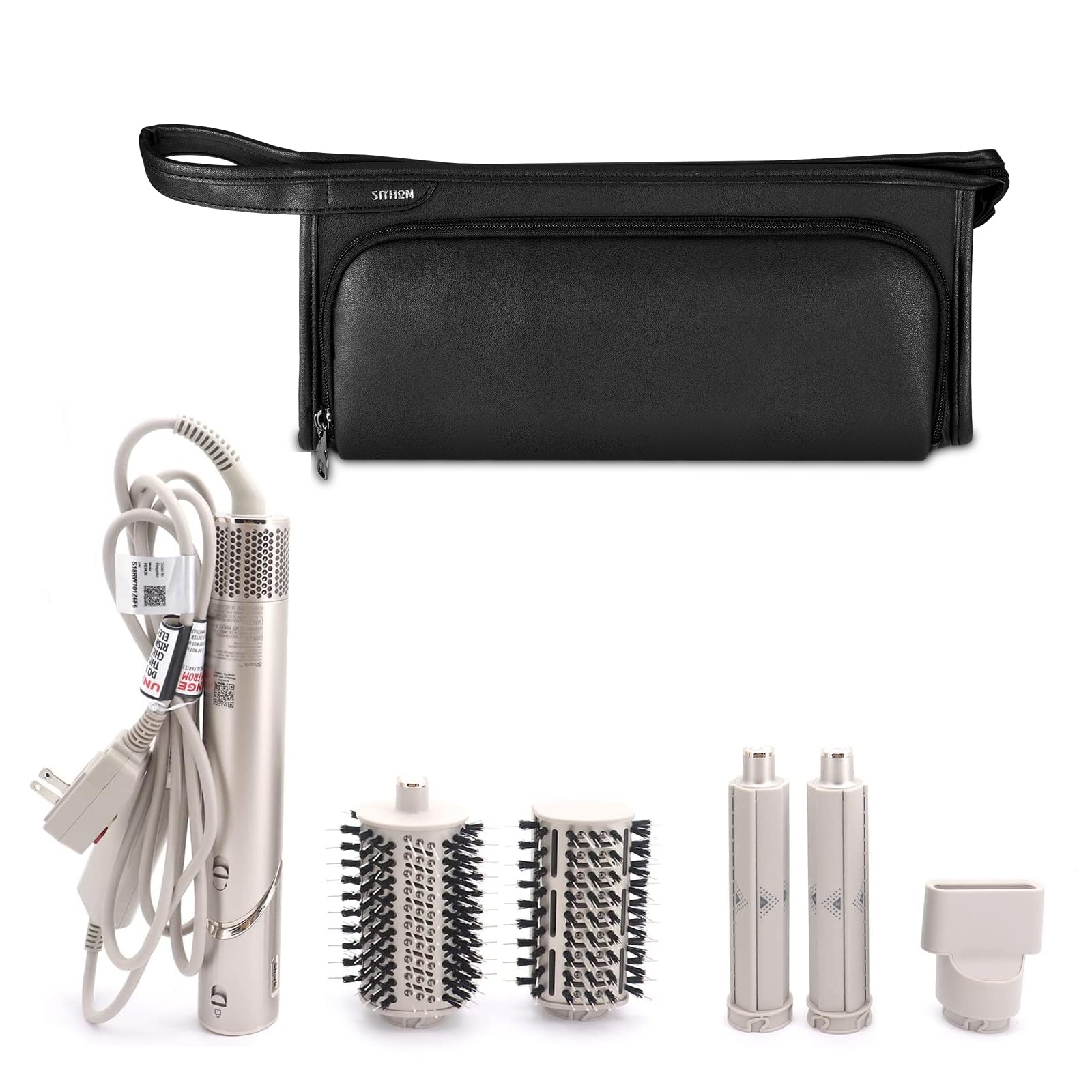 SITHON Travel Carrying Case for Dyson Airwrap Styler Shark Speedstyle Flexstyle PU Leather Water Resistant Storage Organizer Bag