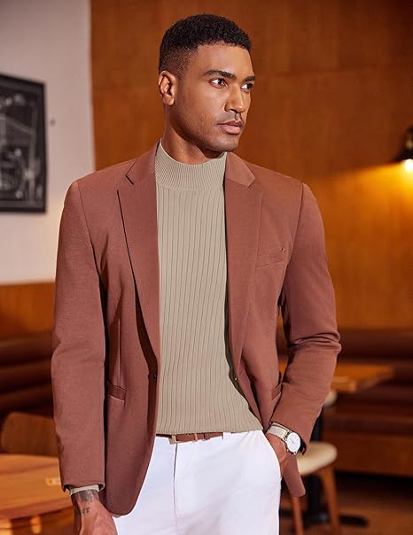 COOFANDY Herentrui met kwartrits gebreide trui met lange mouwen, warme wintertrui, lichte effen truien, klassiek, Huidkleur, S