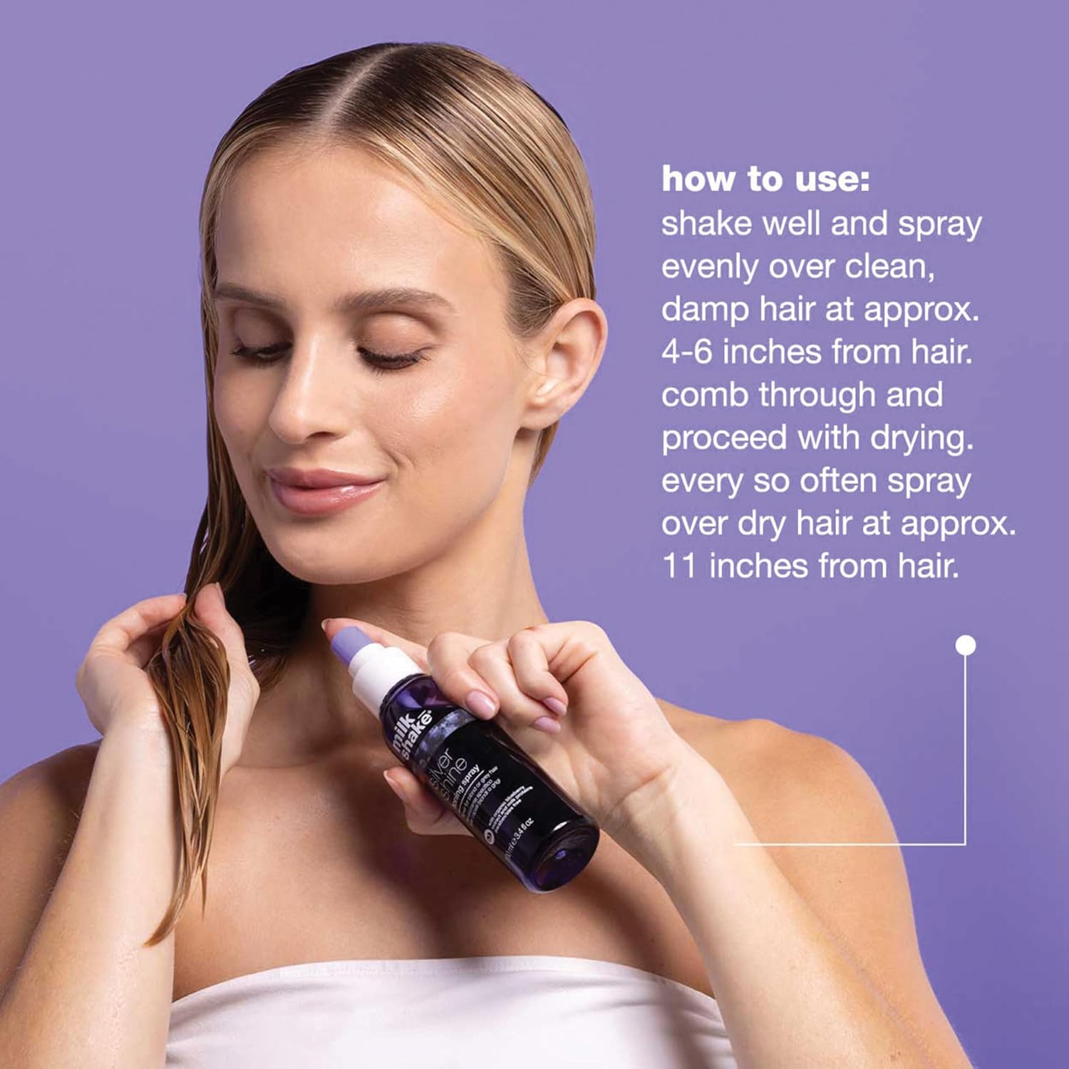 milk_shake Silver Shine Toning Spray - Platinum Hair Violet Pigment Spray | Counteracts Unwanted Yellow/Golden Tones| Strengthens and Hydrates | 3.4 fl oz (100 ml) - Image 6