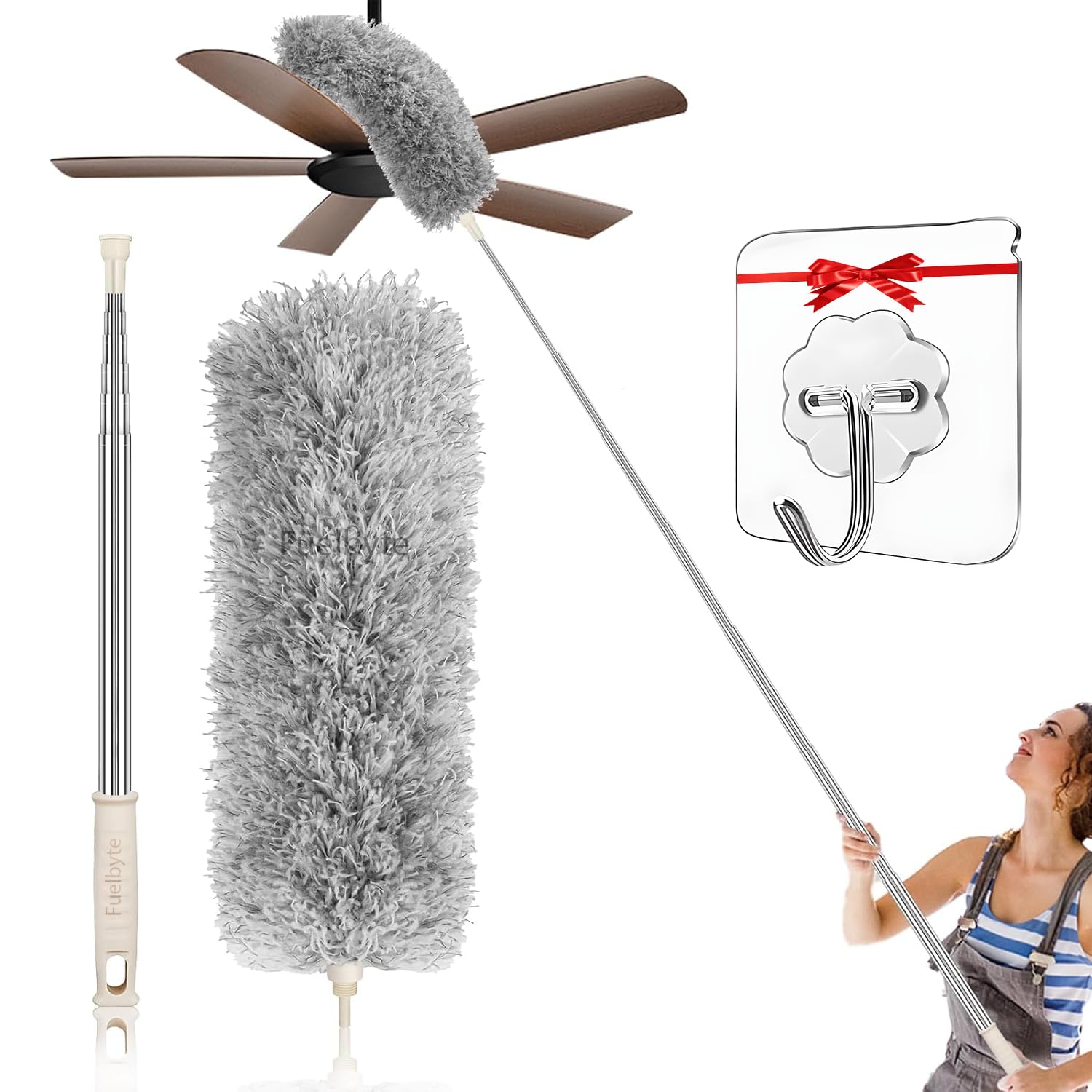 Fuelbyte Fan Cleaning Duster with Long Extendable Handle for Ceiling Fan | Microfiber Duster for Home Cleaning | Spider Web Cleaner Brush | Ceiling Fan Cleaner | Dusting Stick for Home Cleaning
