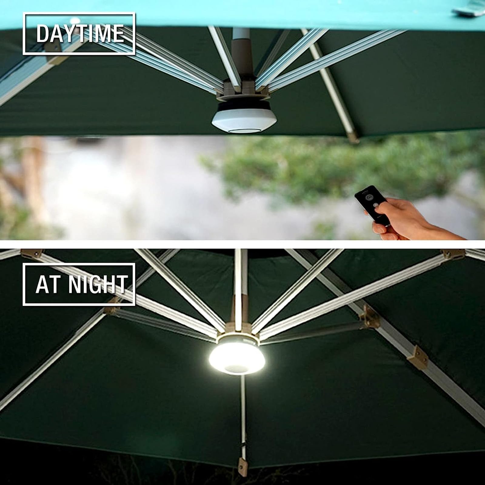 Ombrellone da Giardino Luci 8 modalità Luce per ombrellone da Esterno con Batteria Ricaricabile USB Altoparlante Bluetooth e Telecomando