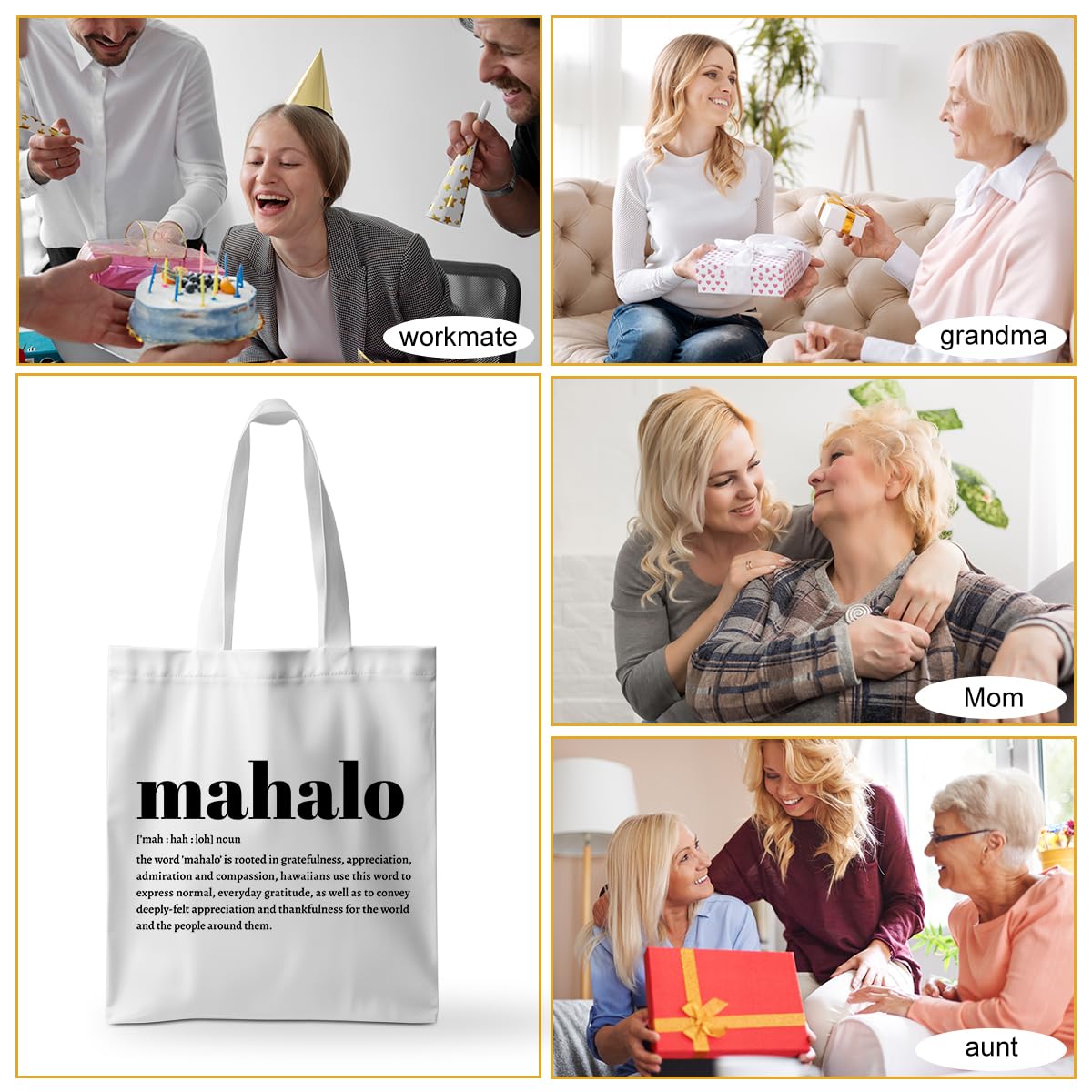 ZHAMEN Aroha Kainga Whānau Aotearoa Aloha Mahalo Ohana Ahuihou Ubuntu Sawubona Definition Zulu Maori Hawaiian Tote Bag