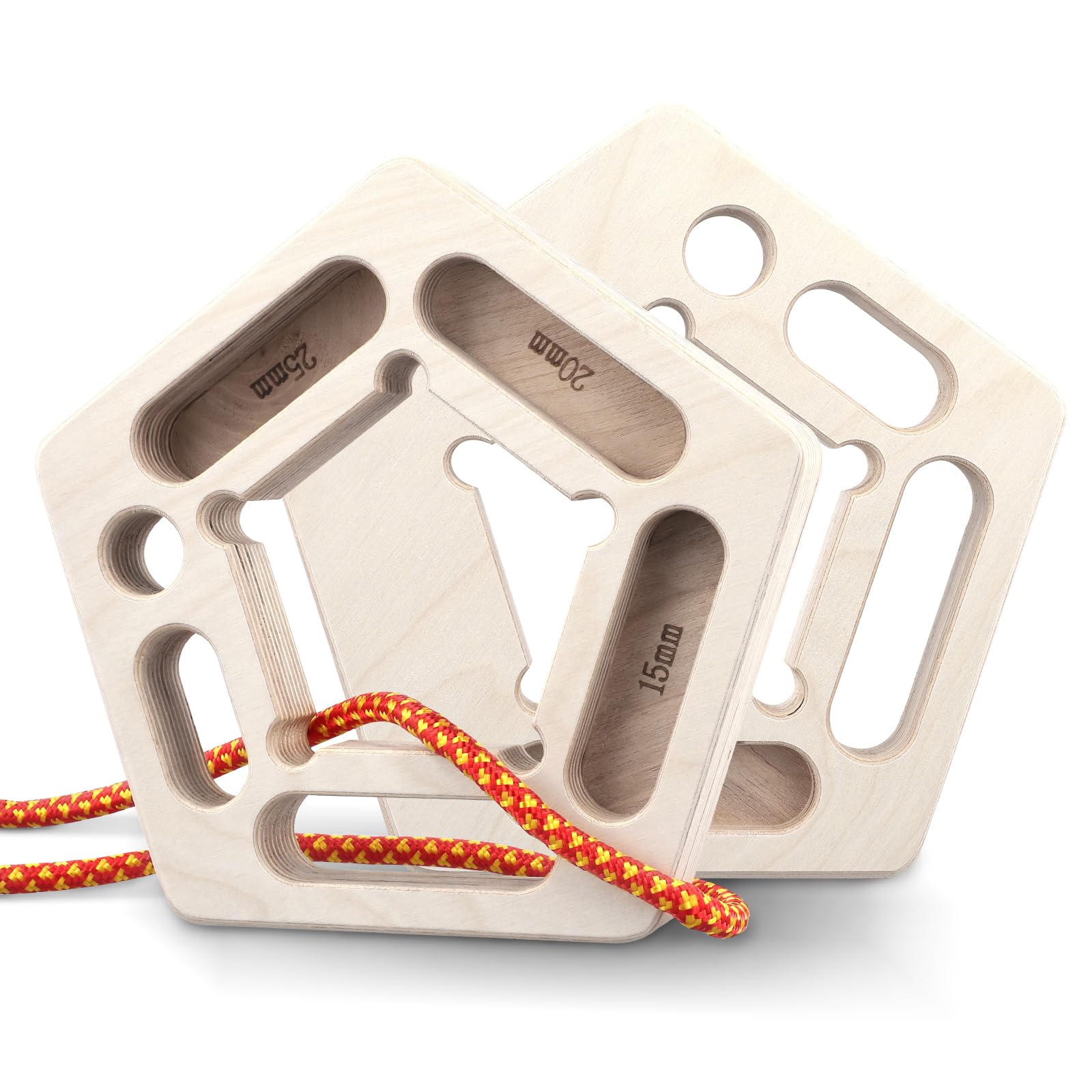 Fingerboard Rock Climbing Hangboard Set of 2, Portable Wooden Hangboard Climbing Rings Double Sided Grip Trainer with Ropes for Indoor Outdoor Finger Strength Training and Bouldering