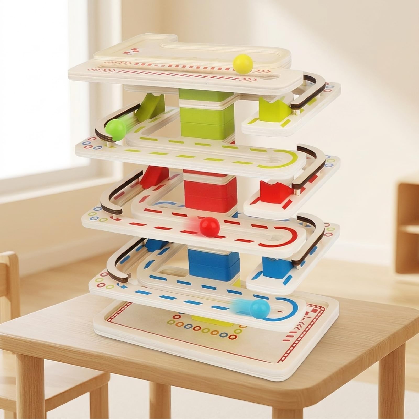 Giocattolo in Legno attività Manuale | Pista per Biglie da, 3D, Torre per Biglie, Casa, Bambini