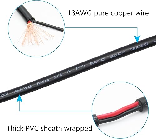 Miniatura 3 de 4 cables de extensión CC macho a macho de 1.6 pies, 18 AWG, 90 grados CC, 0.217 in x 0.083 in, adaptador de conector de cable de alimentación de 12