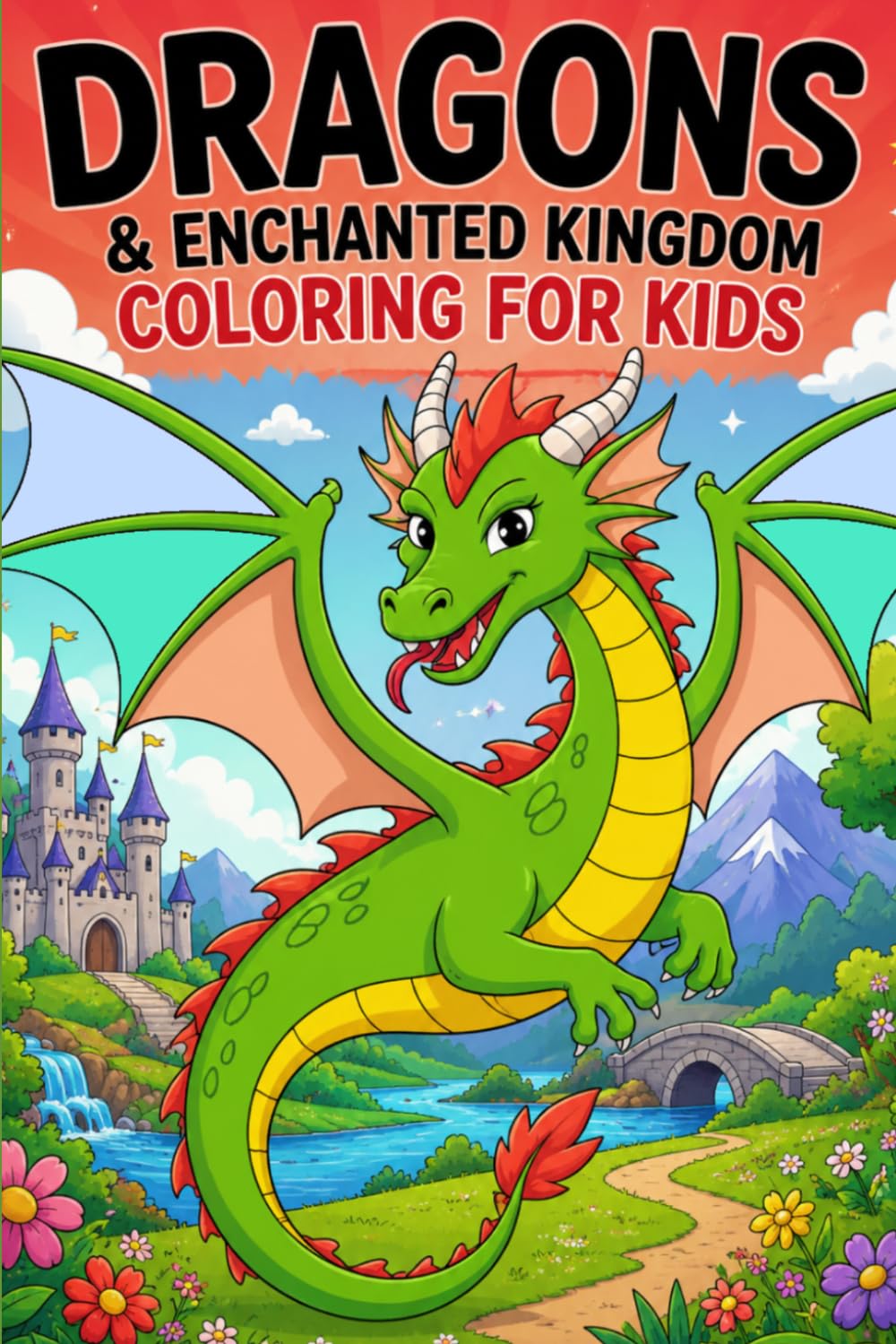 Dragons & Enchanted Kingdom Coloring Book for Kids: with Dragons, Castles, Knights & Fantasy Creatures | Fun, Easy & Creative Drawing Pages for Boys & Girls Ages 4–10