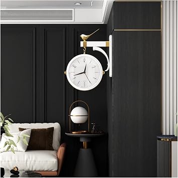 Wall Clocks, Hanging 3D Rotating Wall Clock Resin Double Sided Wall Watch Home Bird Decor Living Room Silent Horloge Decoration