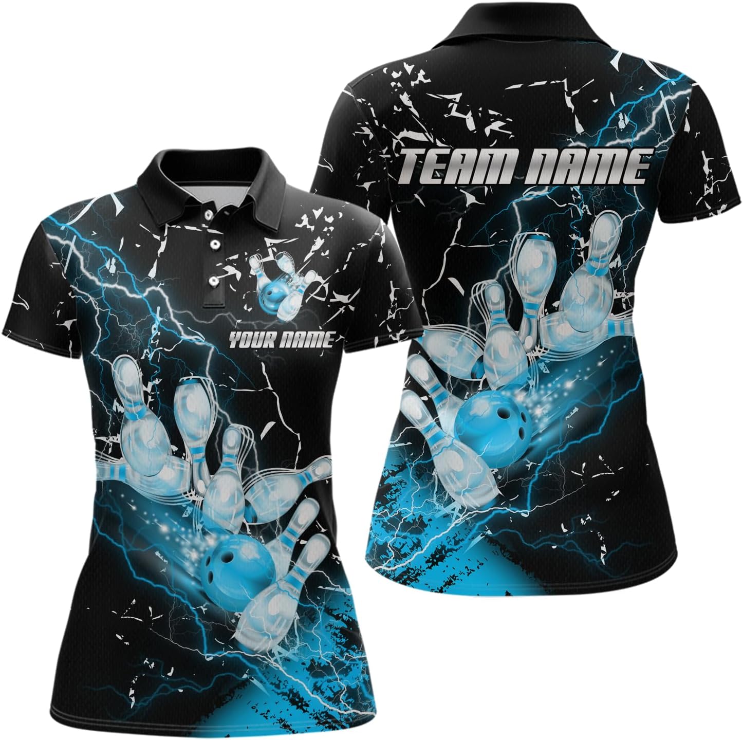 Custom Colorful Lightning Bowling Shirts for Men Women Team Bowling Jersey Bowling Polo & Quarter Zip Short Sleeve