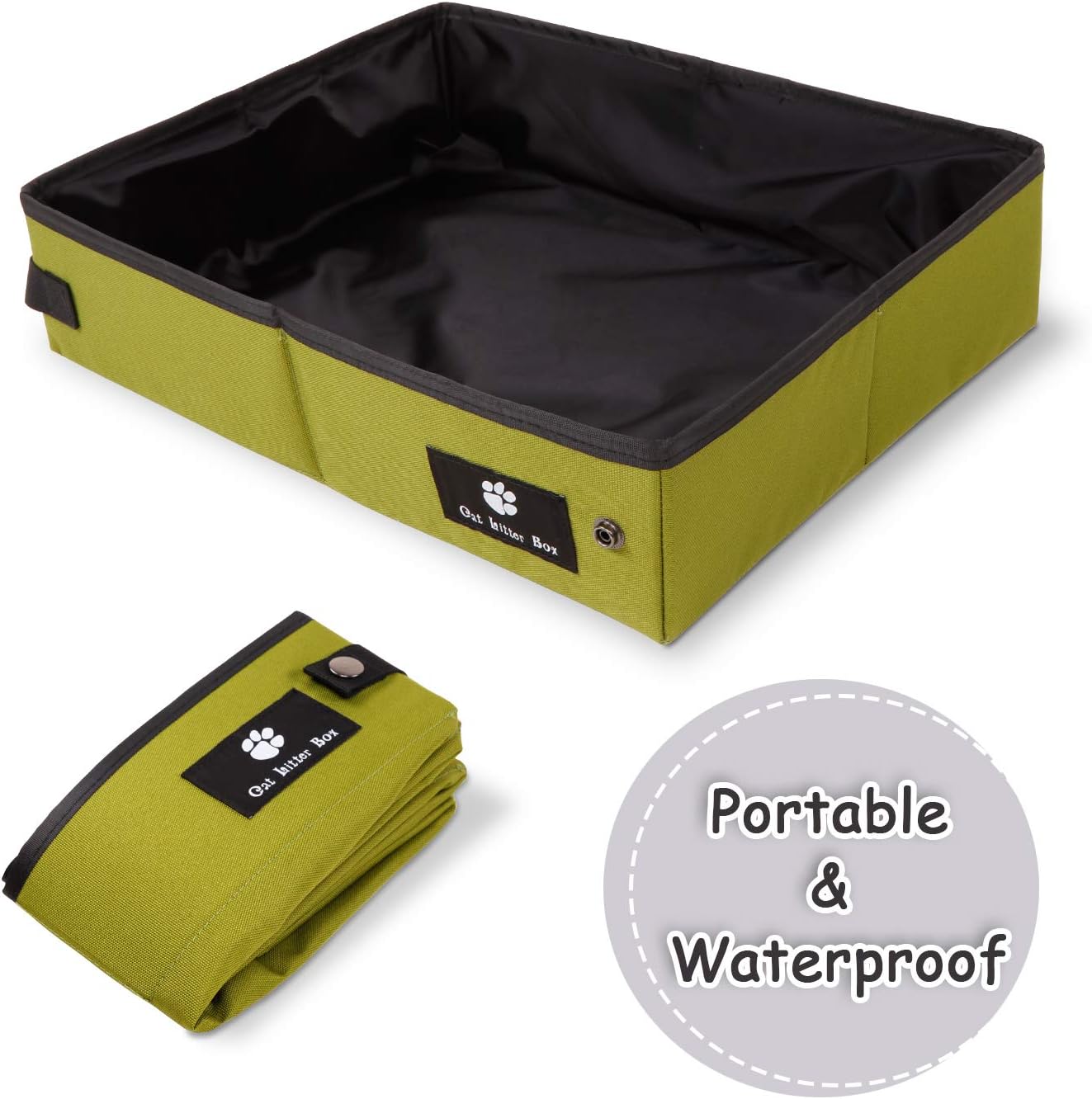 Anyshock Collapsible Portable Cat Litter Box for Travel Camping, Waterproof Open Litter Pan Carrier Easy to Carry and Clean Work Well as…