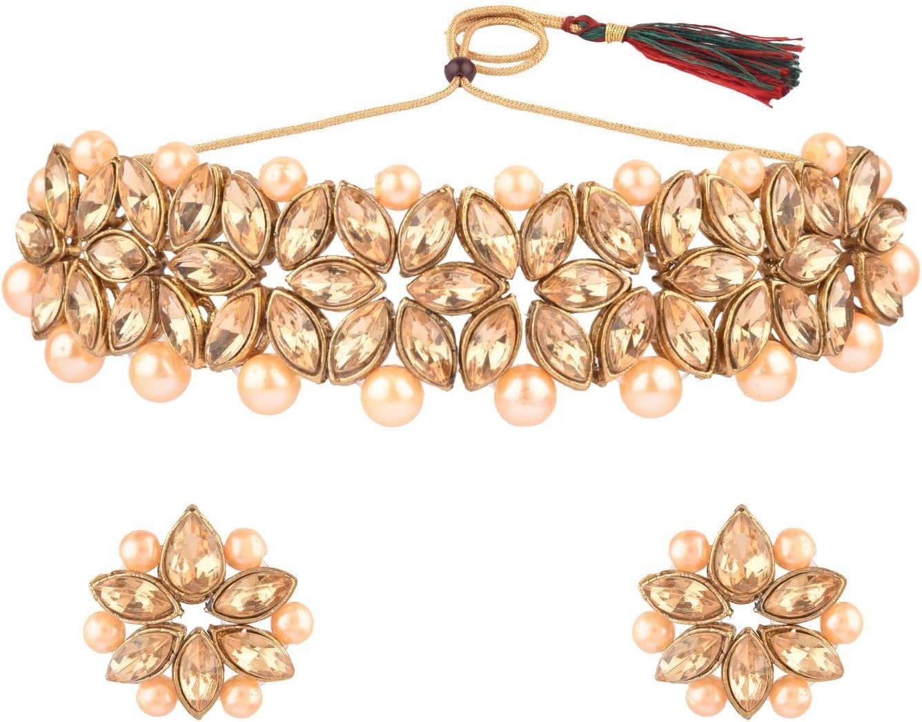 Efulgenz Faux Pearl Choker Indian Jewelry Sets for Women Crystal Kundan Pearl Necklace Set Beaded Faux Pearl Necklace Earrings Bollywood Fashion Jewelry Wedding Bridal Jewelry Set Efulgenz Faux Pearl Choker Indian Jewelry Sets for Women Crystal Kundan Pearl Necklace Set Beaded Faux Pearl Necklace Earrings Bollywood Fashion Jewelry Wedding Bridal Jewelry Set