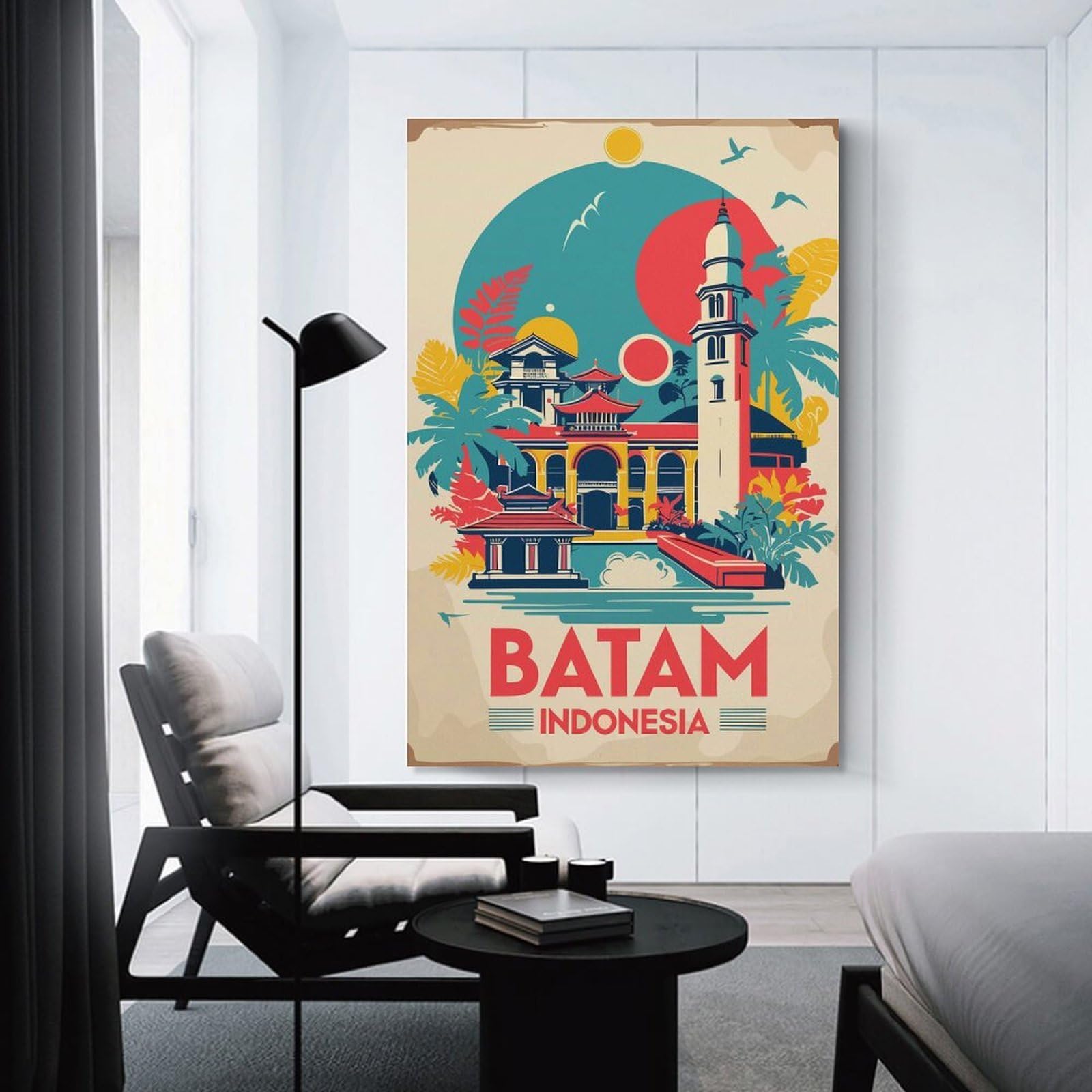 Junmoney Room Decor Wall Art Batam, Indonesia Travel, 20x30inch(50x75cm), for Gallery Wall Layouts in Home Or Office, Home Wall Art for Statement Displays