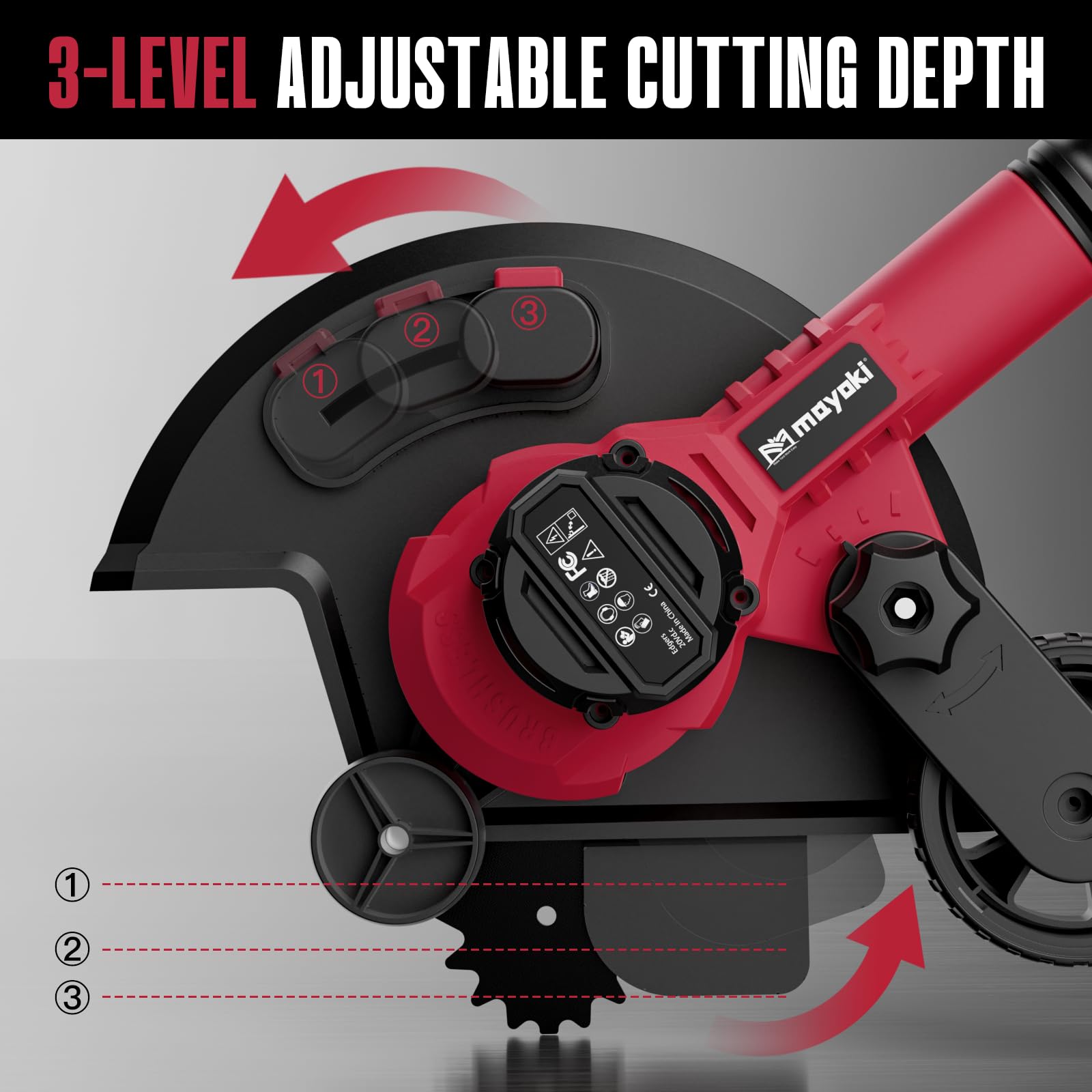 Bordeadora de césped sin escobillas compatible con batería Milwaukee de 18 V, bordeadora/zanjadora eléctrica inalámbrica (solo herramienta), hoja de 9 pulgadas, profundidad ajustable de 3 posiciones