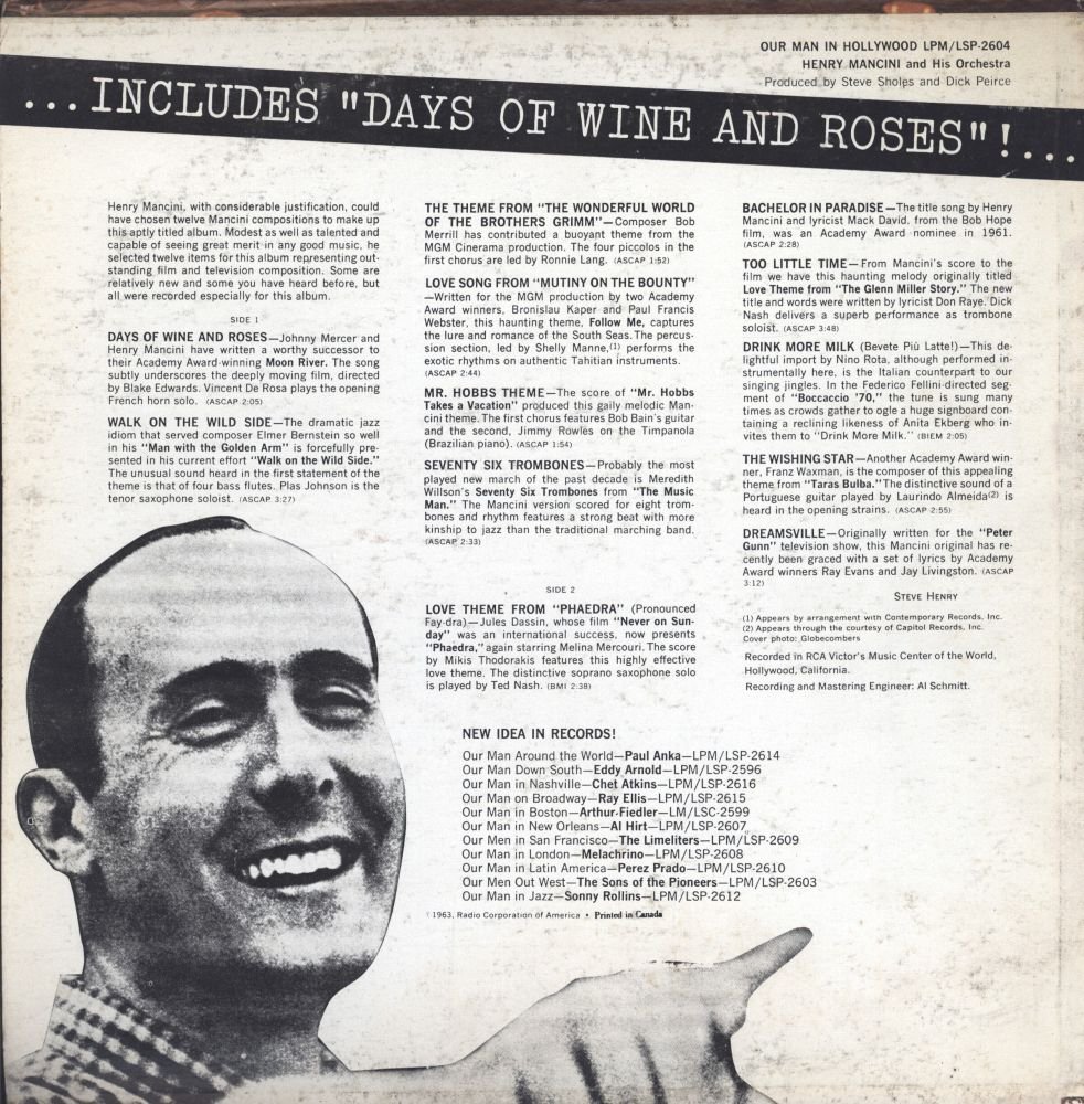 OUR MAN IN HOLLYWOOD LP (VINYL) UK RCA VICTOR 1963
