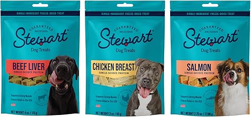 Stewart Beef Liver Dog Treats, 2 oz, ~45 Pieces, Freeze Dried Raw, Single Ingredient, 50% Protein Training Treats or Meal Topper in a Resealable Pouch, Grain Free, Gluten Free
