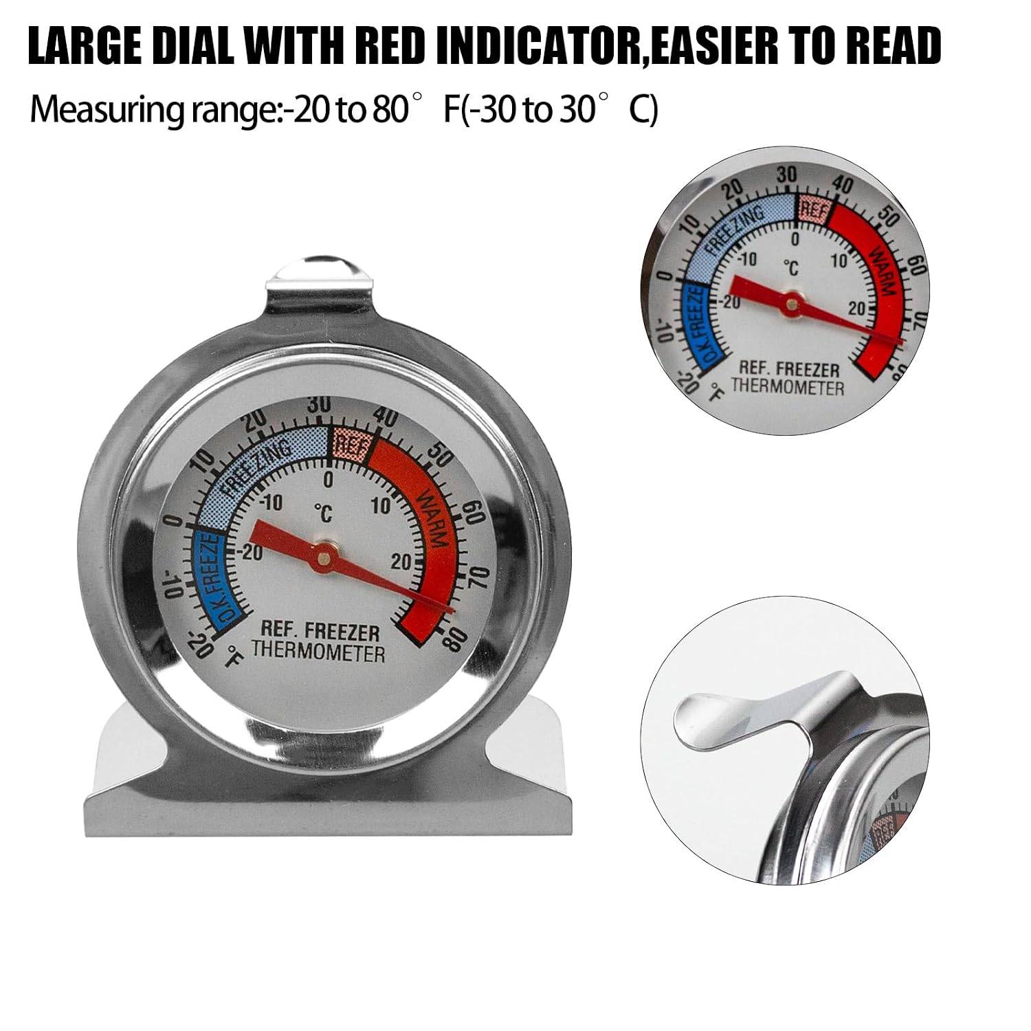 4-Pack Classic Series Large Dial Refrigerator Freezer Thermometer - Temperature Gauge for Fridge, Freezer, Cooler.