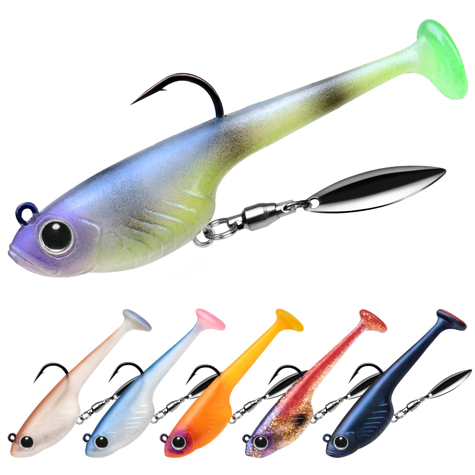 TRUSCEND Duramax Pre-Rigged Soft Fishing Lures with BKK Hook | Easy Catch: Balanced Action, Tear-Resistant TPE, Shrimp & Crayfish Swimbaits | Freshwater Saltwater Baits for Bass, Trout, Walleye, Pike