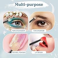 Vista 13 de MORGLES Aplicadores de sombra de ojos de doble cara, 50 brochas de sombra de ojos de 2.4 pulgadas para mujeres y niñas, color negro