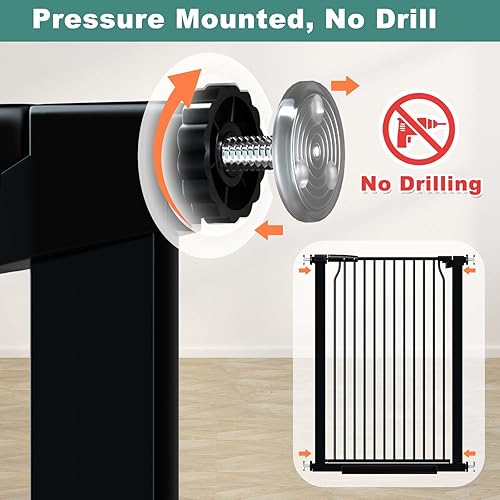 Miniatura 5 de Puerta de bebé extra alta de 40.5 pulgadas para puertas, puerta extra ancha para mascotas de 40.6 a 49.1 pulgadas, sin taladro, barrera de espacio